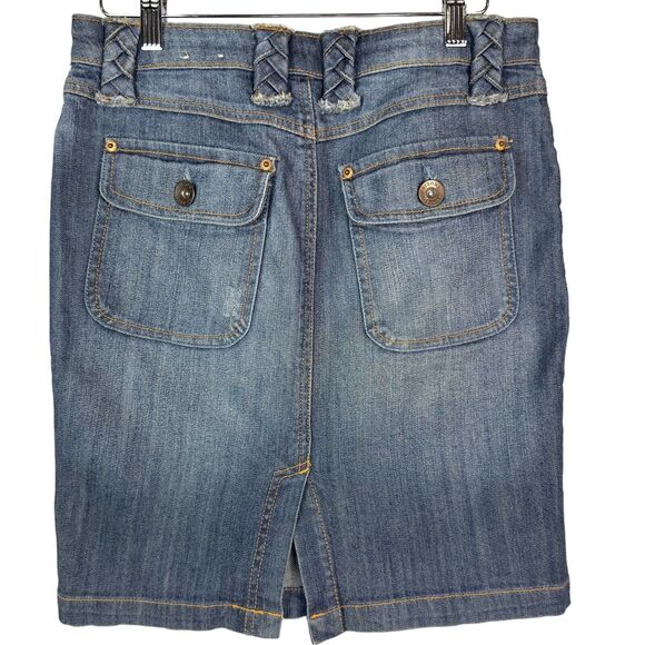 Arizona Jeans Skirt Juniors Size 1 Denim Mini Skirt Retro 90s Y2K Braided‎ - Picture 2 of 10